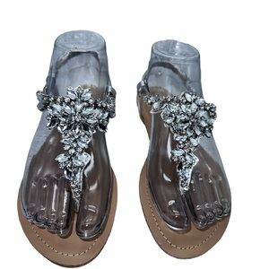 DB Studio Bling Rhinestone Thong Sandals, Sz 6